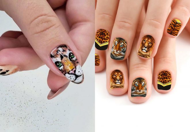 tiger face nail design