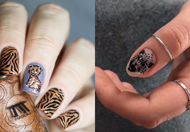 tiger design nails