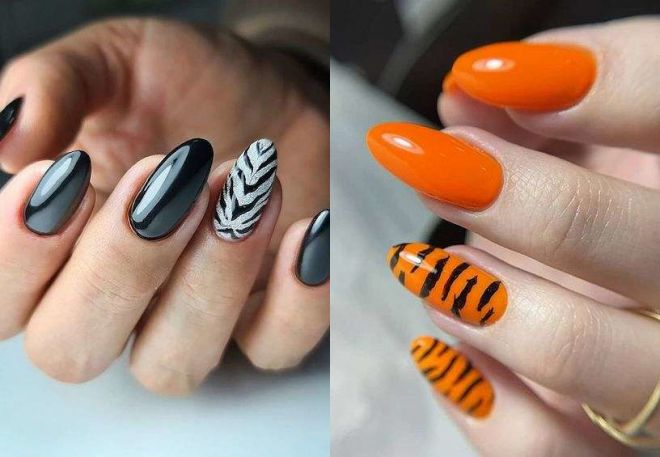 tiger manicure for long nails