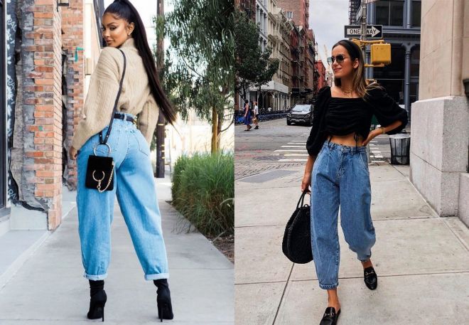 широкие женские модные джинсы