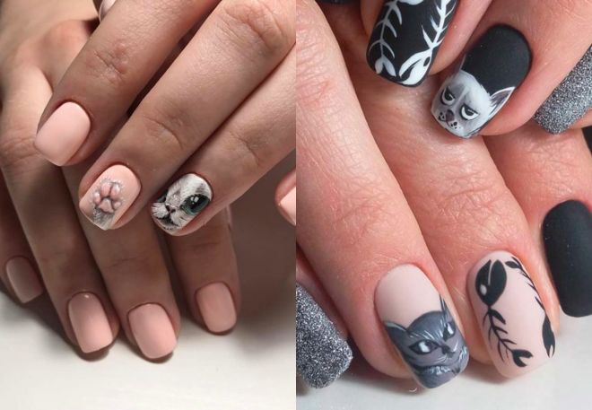 summer manicure with cats