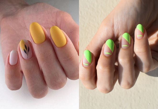 summer manicure for short nails almond shape