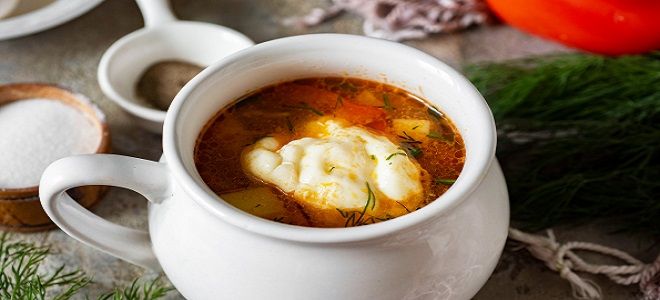 суп армянский с жареной вермишелью и яйцами