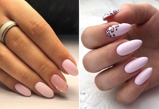 pale pink manicure with design