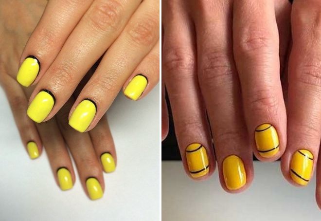 yellow manicure for short nails