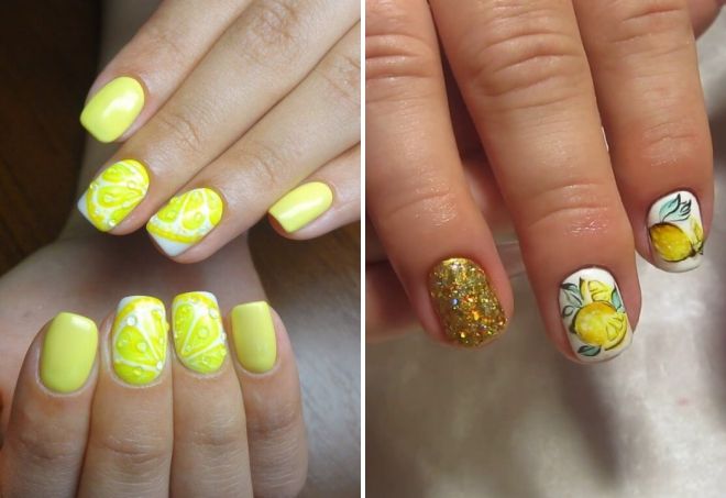 yellow french with nail design