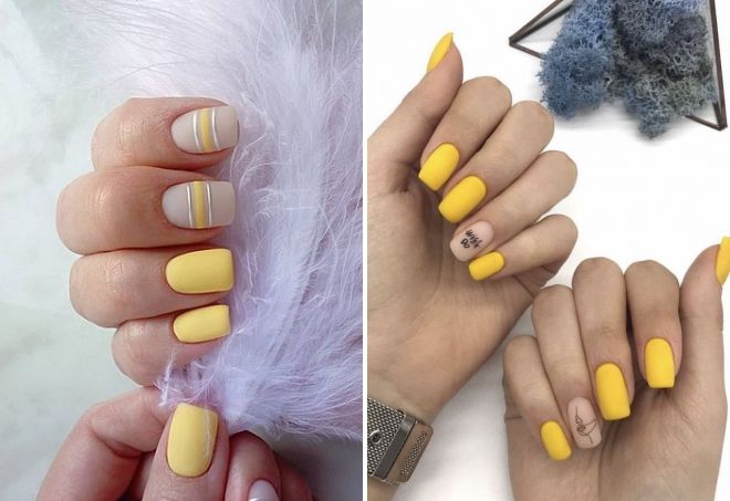 yellow matte manicure