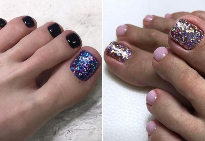 pedicure design with sequins