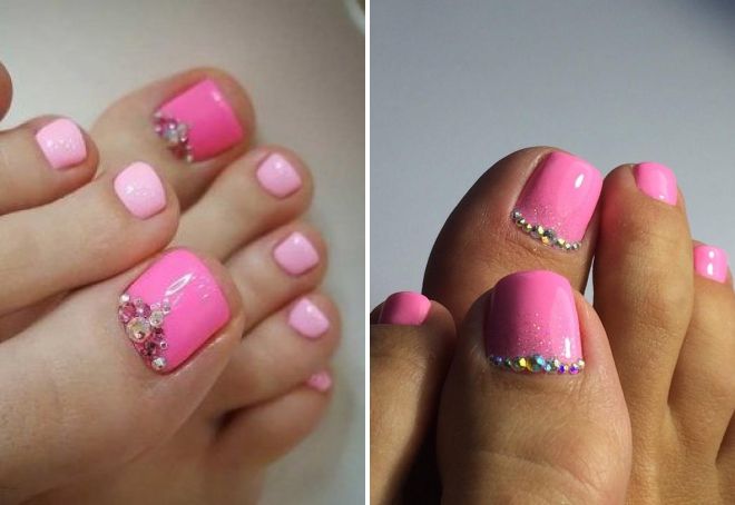 pink pedicure with design
