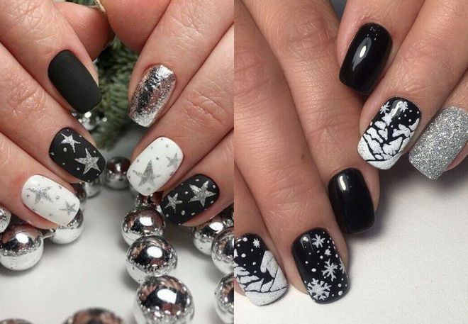 manicure for the new year with sparkles