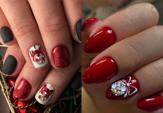 Christmas manicure with balls
