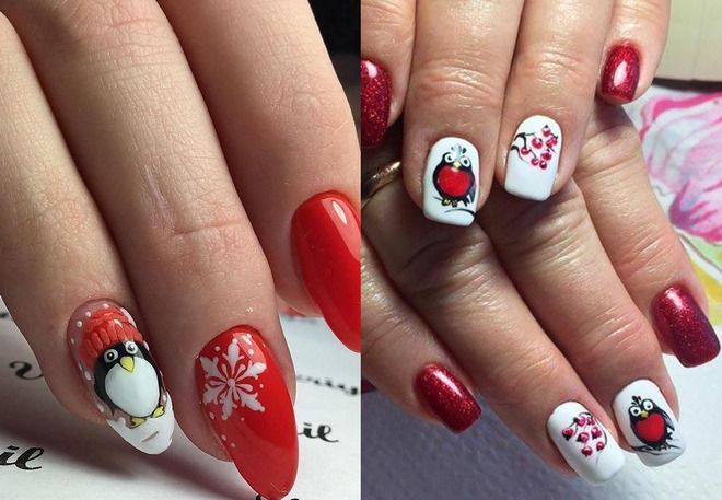 New Year's manicure with a pattern