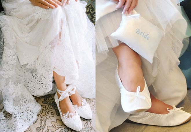 свадебные туфли без каблука для невесты