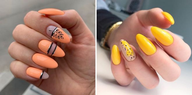bright manicure for almond-shaped nails