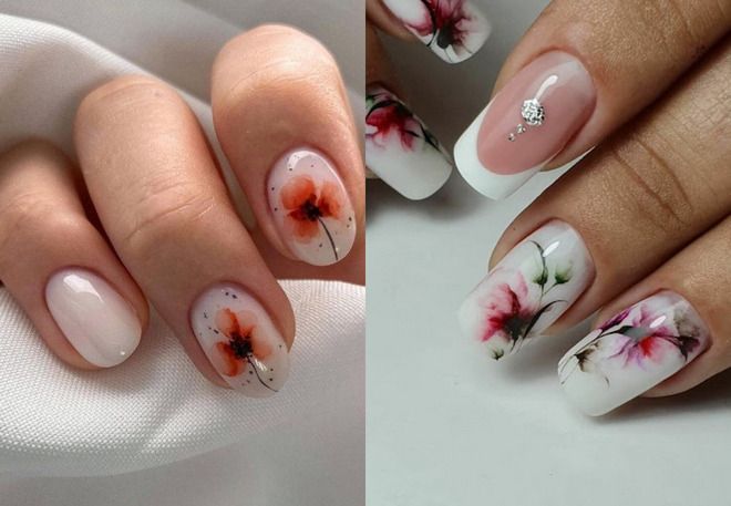 autumn watercolor on nails