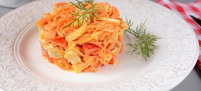 простой салат с курицей и корейской морковкой