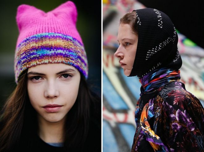 модные женские вязаные шапки 2020