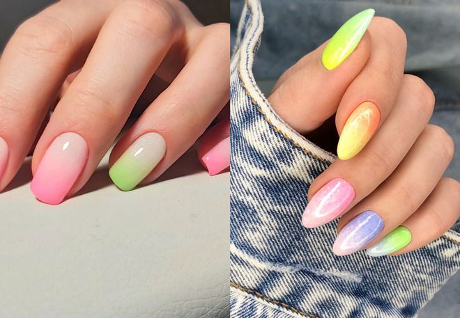 summer manicure with color transition