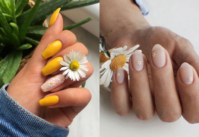 summer manicure 2022 with flowers