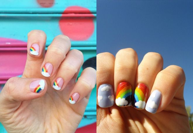 summer rainbow manicure