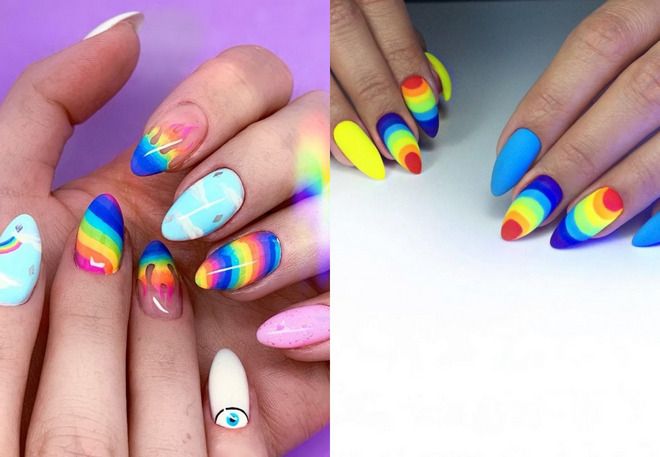 bright summer manicure with design