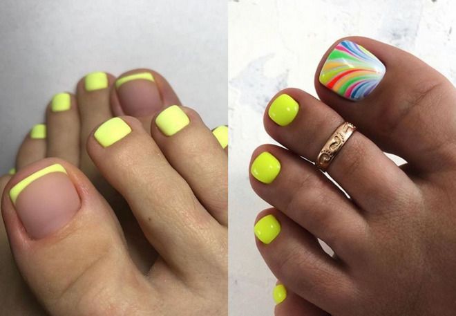 beautiful bright pedicure for the summer