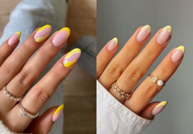 yellow French manicure for summer 2022