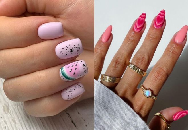 summer manicure with stickers