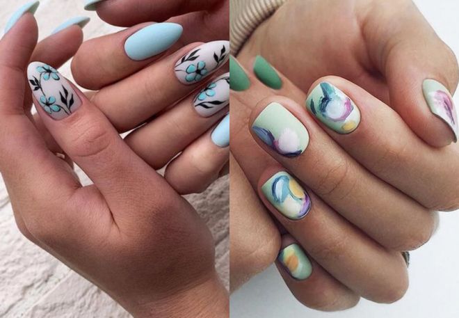 manicure with a pattern for the summer