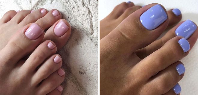 fashionable plain pedicure for the summer