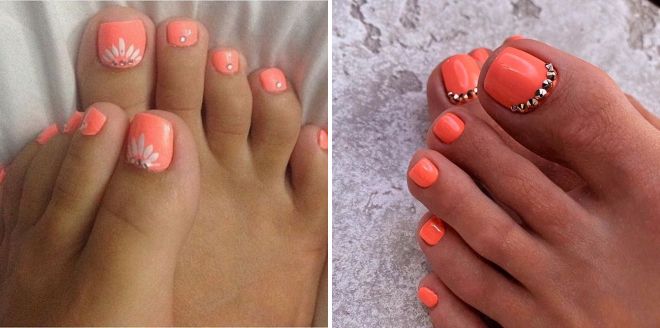 coral pedicure for summer 2022