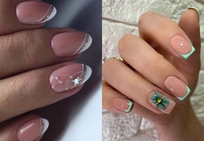 unusual french manicure with design