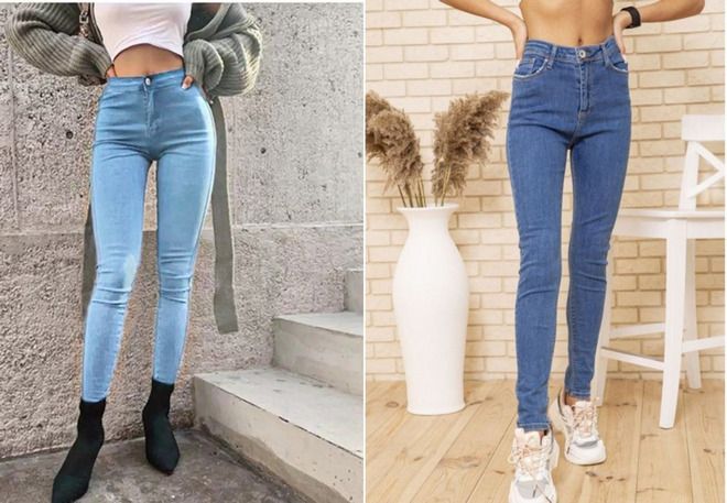 женские джинсы скинни с высокой талией