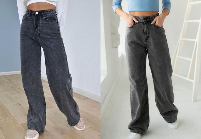 женские прямые широкие джинсы