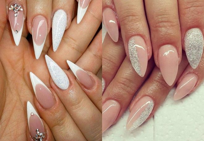 wedding manicure on a sharp shape for the bride