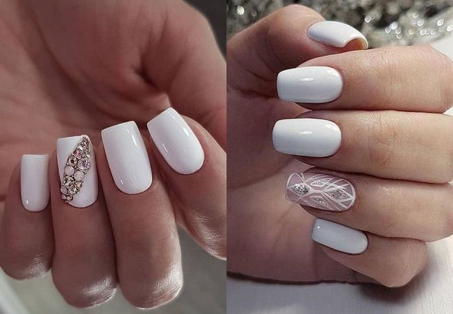white bridal manicure