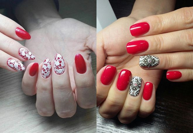 Red wedding manicure for the bride