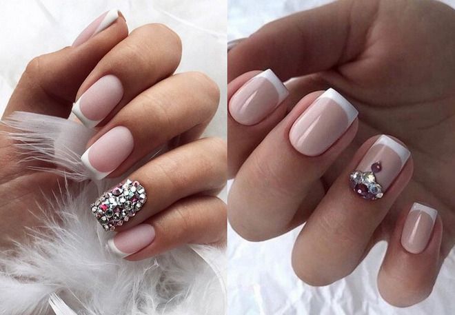 French manicure for the bride's wedding