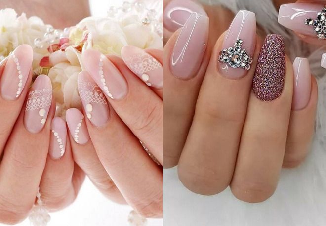 wedding manicure for long nails for the bride