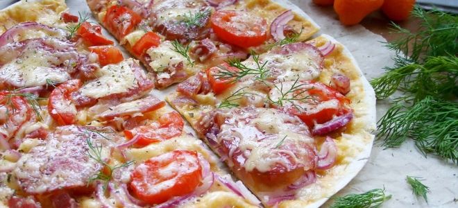 как приготовить пиццу на сковороде из лаваша