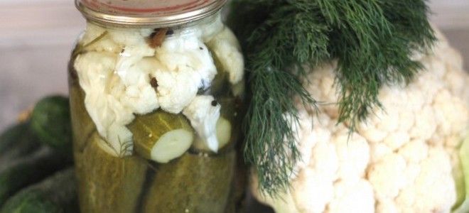 огурцы с цветной капустой на зиму рецепт
