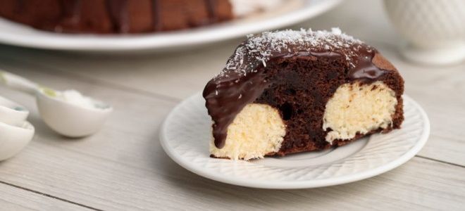 шоколадный пирог с творожными шариками