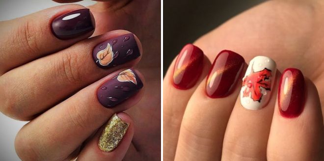 autumn manicure with drops