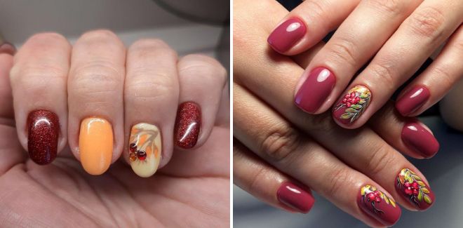 autumn manicure with ornament
