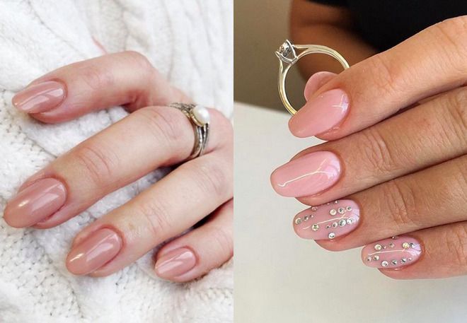 wedding manicure on oval nails