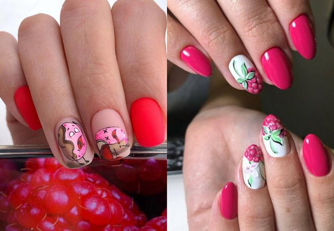 manicure for short oval nails with a pattern