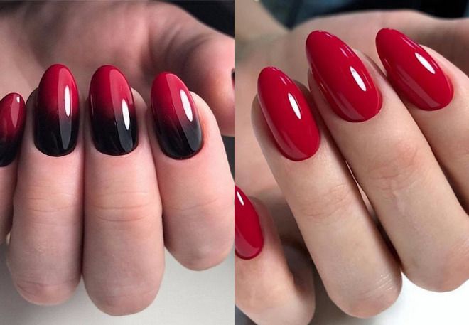 red manicure for oval nails