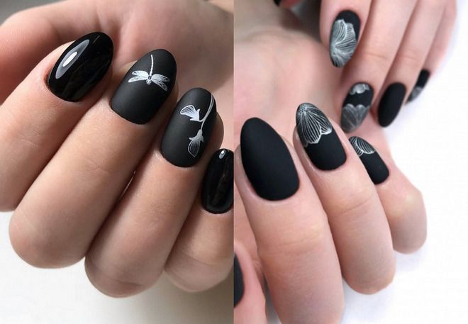 black manicure short oval