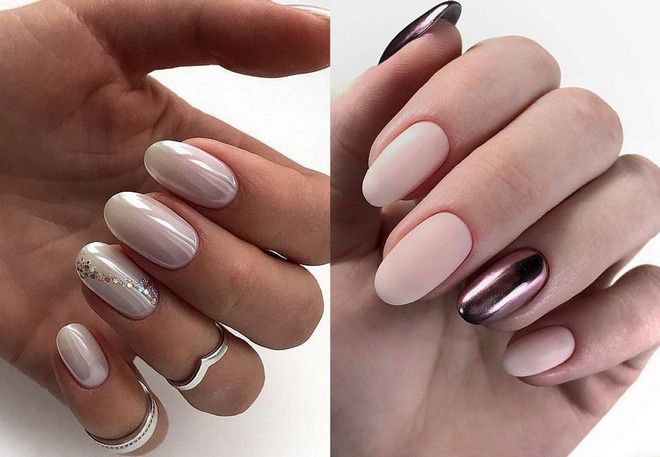 nude manicure for short oval nails