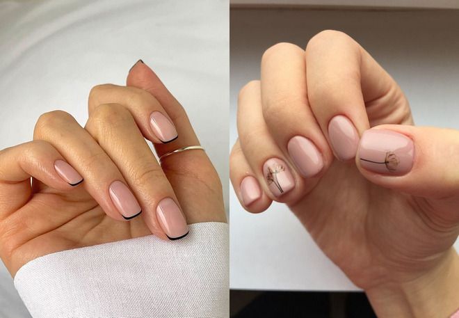 Nude manicure for short oval nails